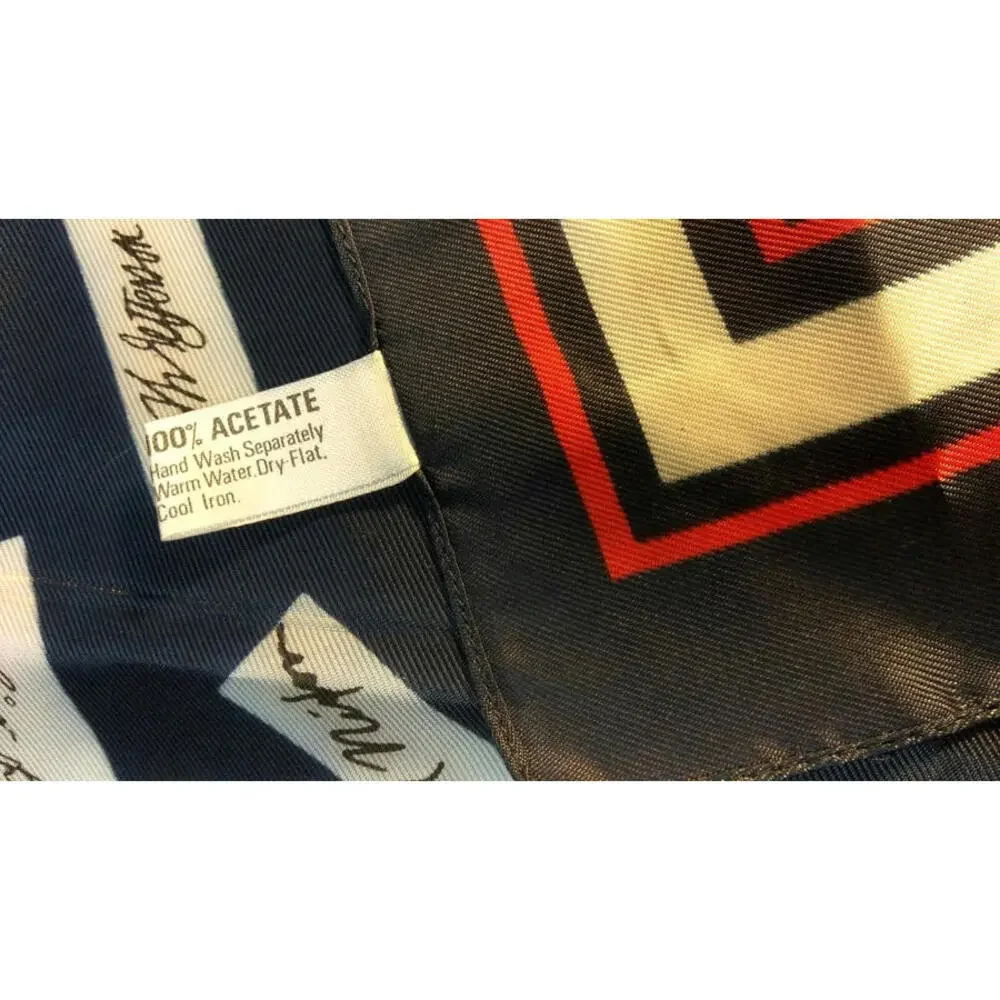 Vintage Scarf USA PRESIDENTS SIGNATURES Americana JULY 4TH Blue Scarf Acetate